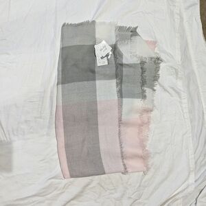 Pink and Gray Checkered Scarf